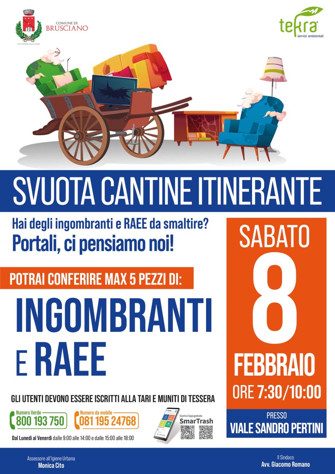 Svuota cantine sabato 8 FEBBRAIO - Rifiuti ingombranti e RAEE 